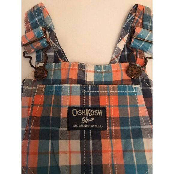 Vtg OshKosh Overalls colorful plaid boys size 12 months - Picture 3 of 9